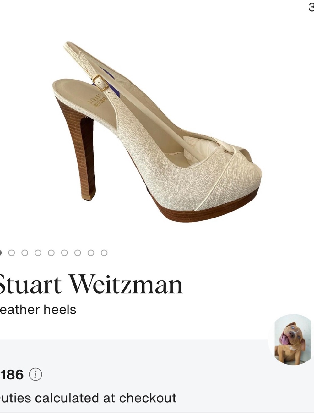 Stuart Weitzman Ivory Leather Slingback Peep-Toe Platform Heels